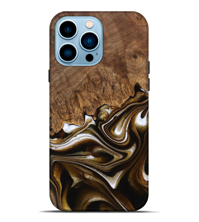 iPhone 14 Pro Max Wood Live Edge Phone Case - Dakotah (Black & White, 744748)