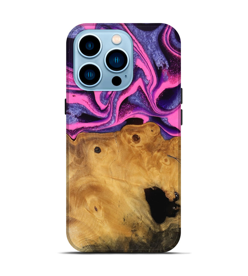 iPhone 14 Pro Wood Live Edge Phone Case - Barnie (Purple, 744750)