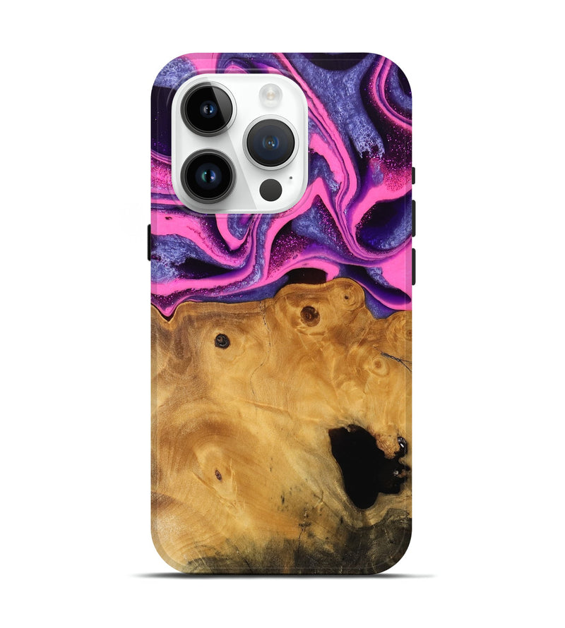 iPhone 15 Pro Wood Live Edge Phone Case - Barnie (Purple, 744750)