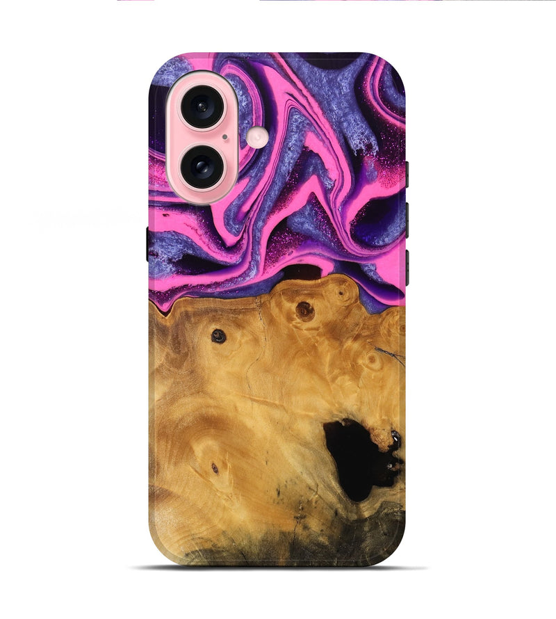 iPhone 16 Wood Live Edge Phone Case - Barnie (Purple, 744750)