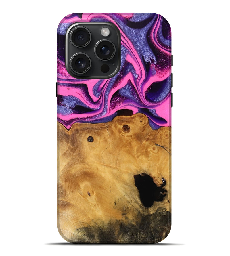 iPhone 16 Pro Max Wood Live Edge Phone Case - Barnie (Purple, 744750)