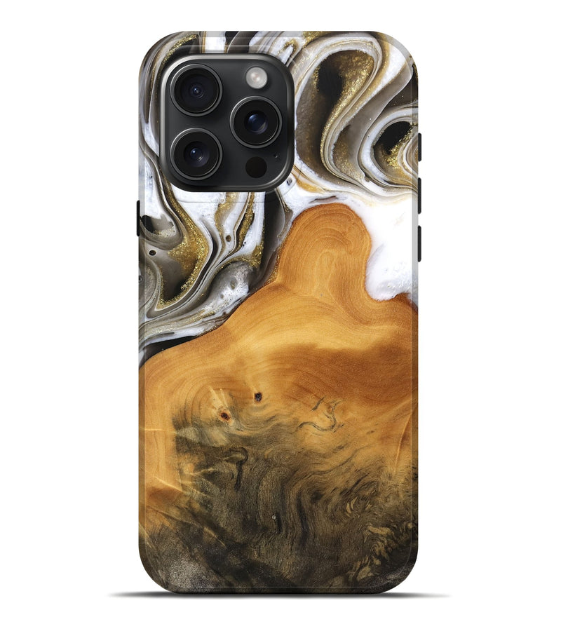 iPhone 16 Pro Max Wood Live Edge Phone Case - Sudie (Black & White, 744756)