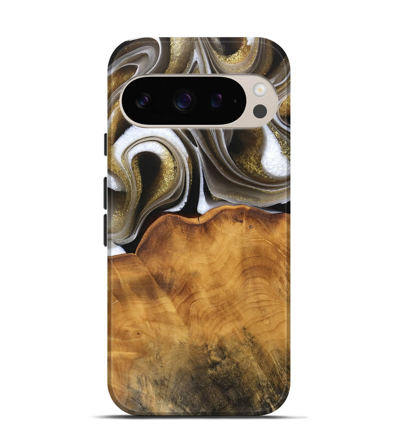 Pixel 9 Wood Live Edge Phone Case - Tawana (Black & White, 744757)