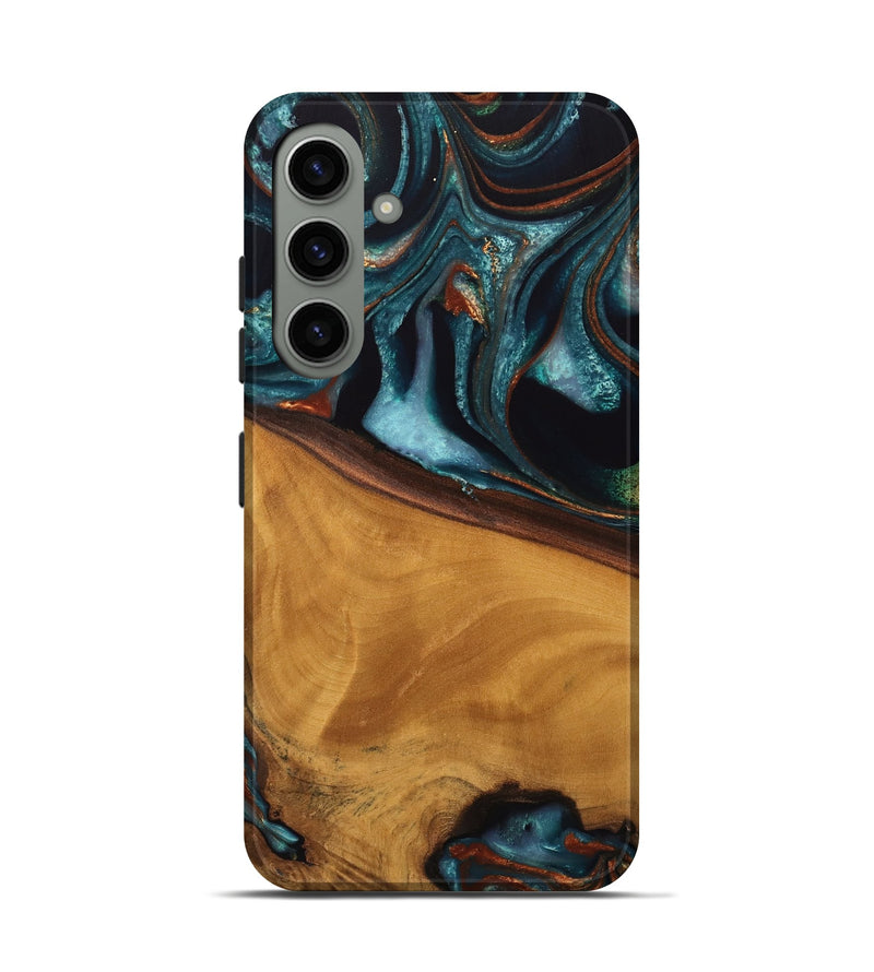 Galaxy S24 Wood Live Edge Phone Case - Brea (Teal & Gold, 744762)