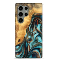 Galaxy S24 Ultra Wood Live Edge Phone Case - Malva (Teal & Gold, 744765)