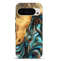 Pixel 9 Pro XL Wood Live Edge Phone Case - Malva (Teal & Gold, 744765)