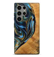 Galaxy S24 Ultra Wood Live Edge Phone Case - Khiry (Teal & Gold, 744767)