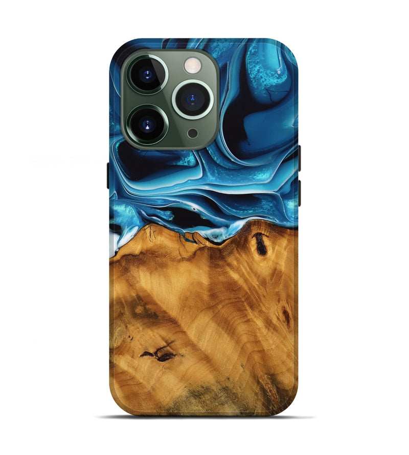 iPhone 13 Pro Wood Live Edge Phone Case - Khue (Blue, 744773)