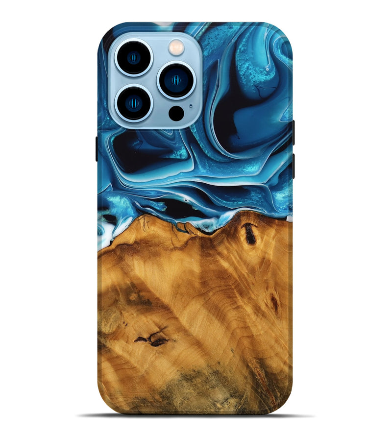 iPhone 14 Pro Max Wood Live Edge Phone Case - Khue (Blue, 744773)