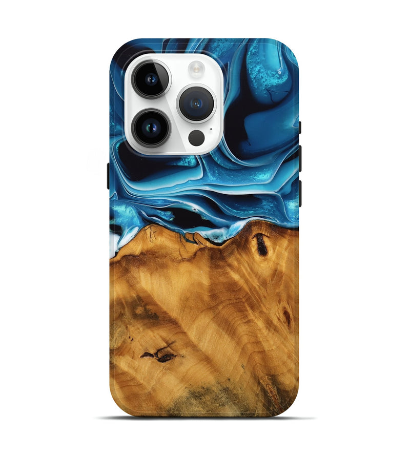 iPhone 15 Pro Wood Live Edge Phone Case - Khue (Blue, 744773)