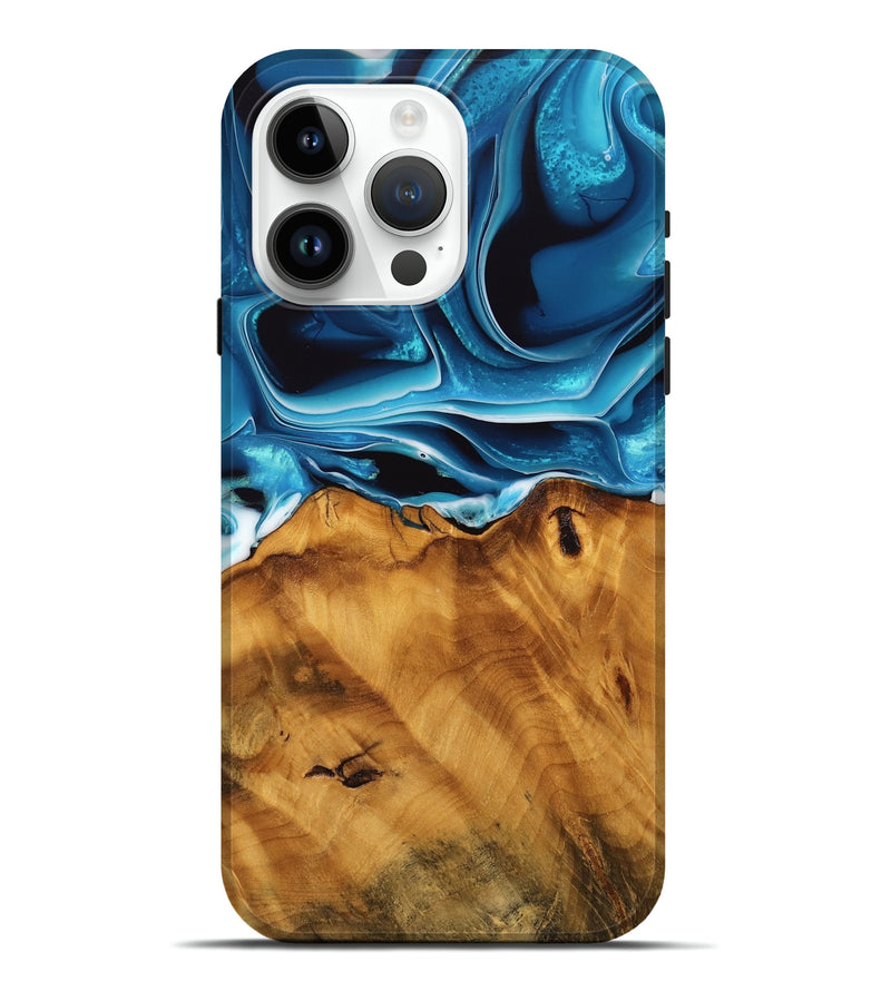 iPhone 15 Pro Max Wood Live Edge Phone Case - Khue (Blue, 744773)