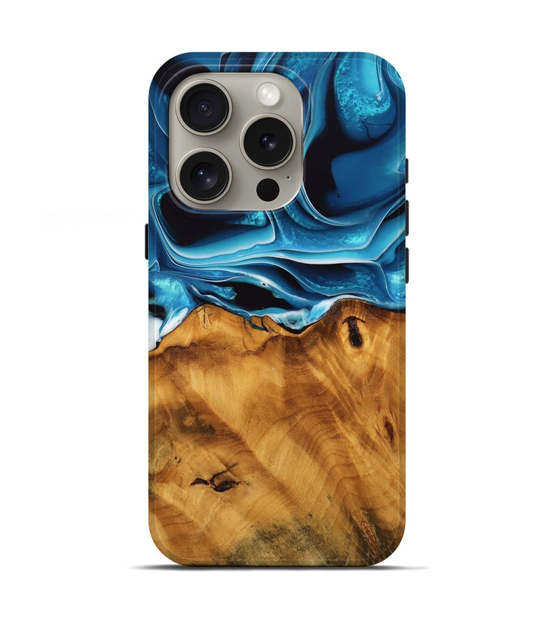 iPhone 16 Pro Wood Live Edge Phone Case - Khue (Blue, 744773)