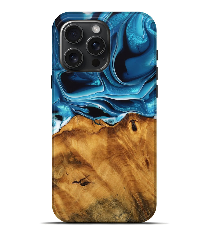 iPhone 16 Pro Max Wood Live Edge Phone Case - Khue (Blue, 744773)