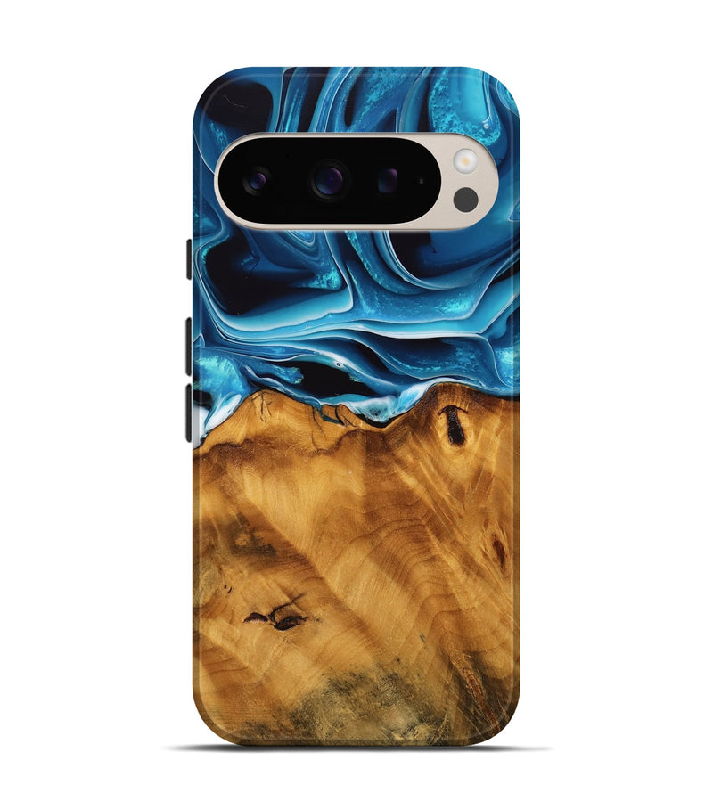 Pixel 9 Wood Live Edge Phone Case - Khue (Blue, 744773)