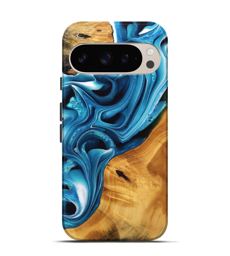 Pixel 9 Wood Live Edge Phone Case - Simpson (Blue, 744774)