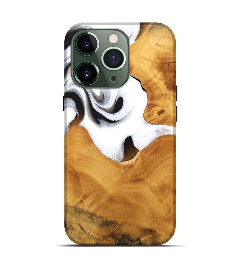 iPhone 13 Pro Wood Live Edge Phone Case - Janyce (Black & White, 744775)