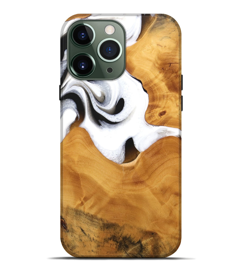 iPhone 13 Pro Max Wood Live Edge Phone Case - Janyce (Black & White, 744775)