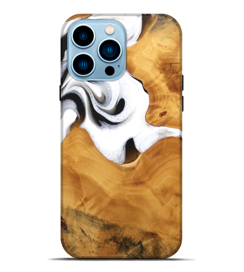 iPhone 14 Pro Max Wood Live Edge Phone Case - Janyce (Black & White, 744775)