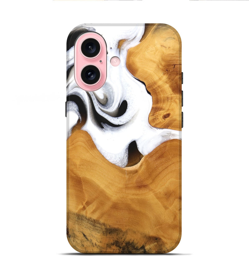 iPhone 16 Wood Live Edge Phone Case - Janyce (Black & White, 744775)