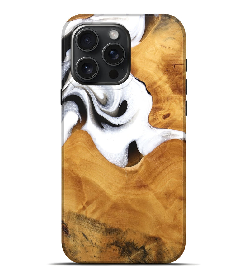 iPhone 16 Pro Max Wood Live Edge Phone Case - Janyce (Black & White, 744775)