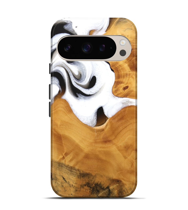 Pixel 9 Wood Live Edge Phone Case - Janyce (Black & White, 744775)