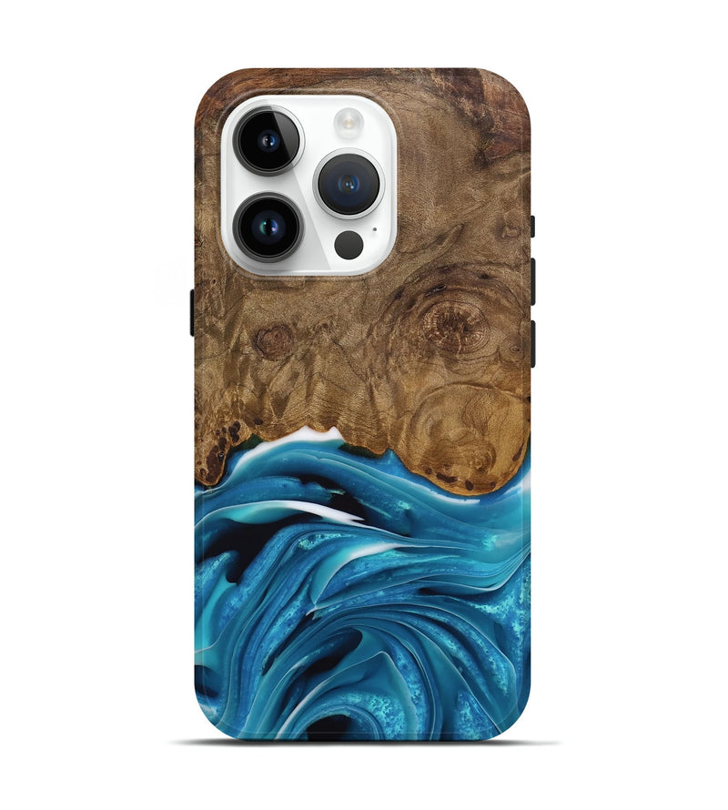 iPhone 15 Pro Wood Live Edge Phone Case - Donia (Blue, 744776)