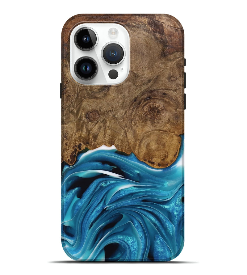 iPhone 15 Pro Max Wood Live Edge Phone Case - Donia (Blue, 744776)