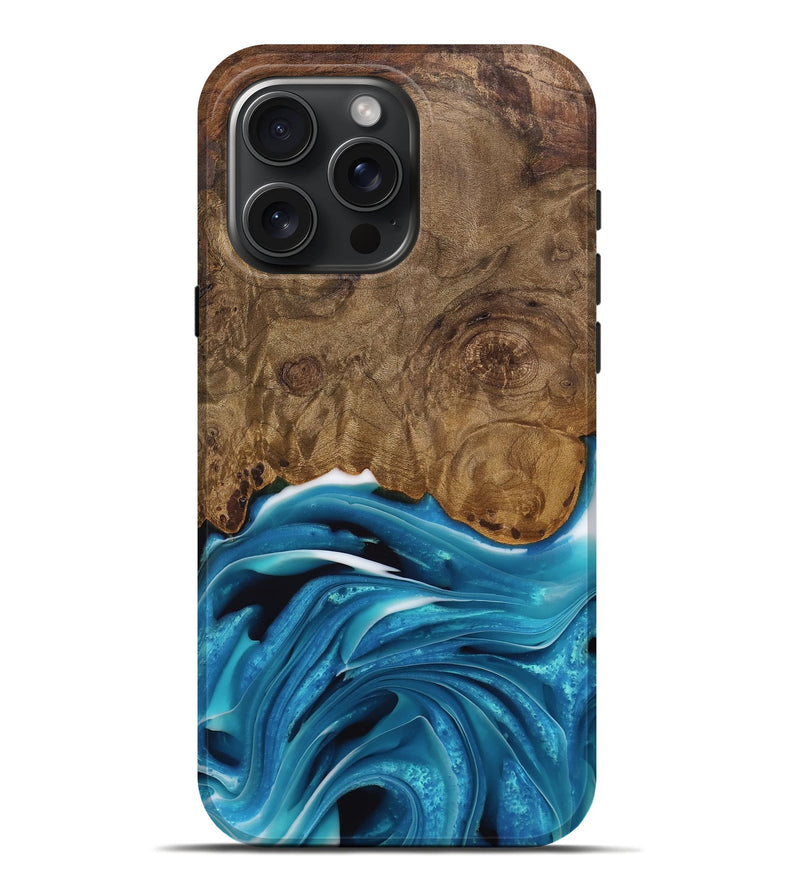 iPhone 16 Pro Max Wood Live Edge Phone Case - Donia (Blue, 744776)