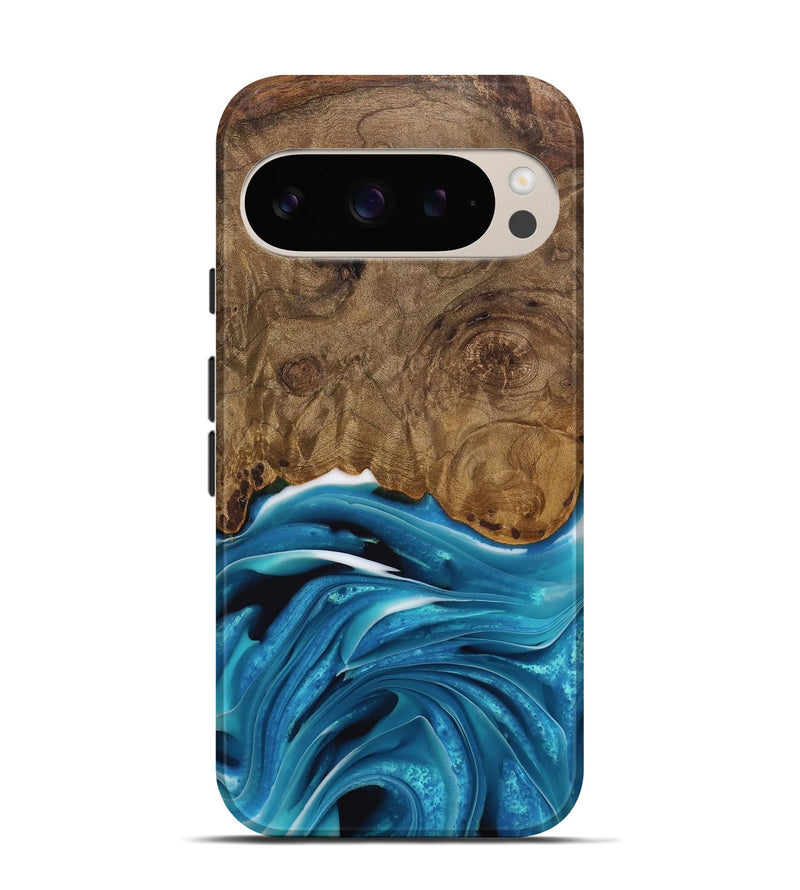 Pixel 9 Wood Live Edge Phone Case - Donia (Blue, 744776)