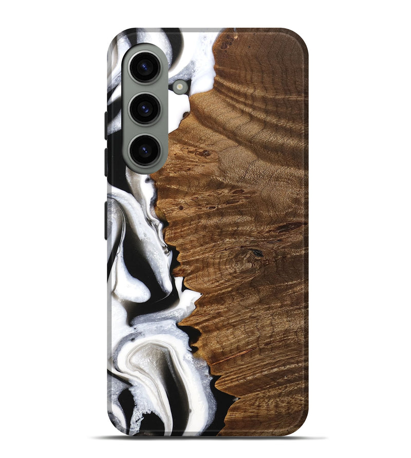 Galaxy S24 Plus Wood Live Edge Phone Case - Theo (Black & White, 744783)