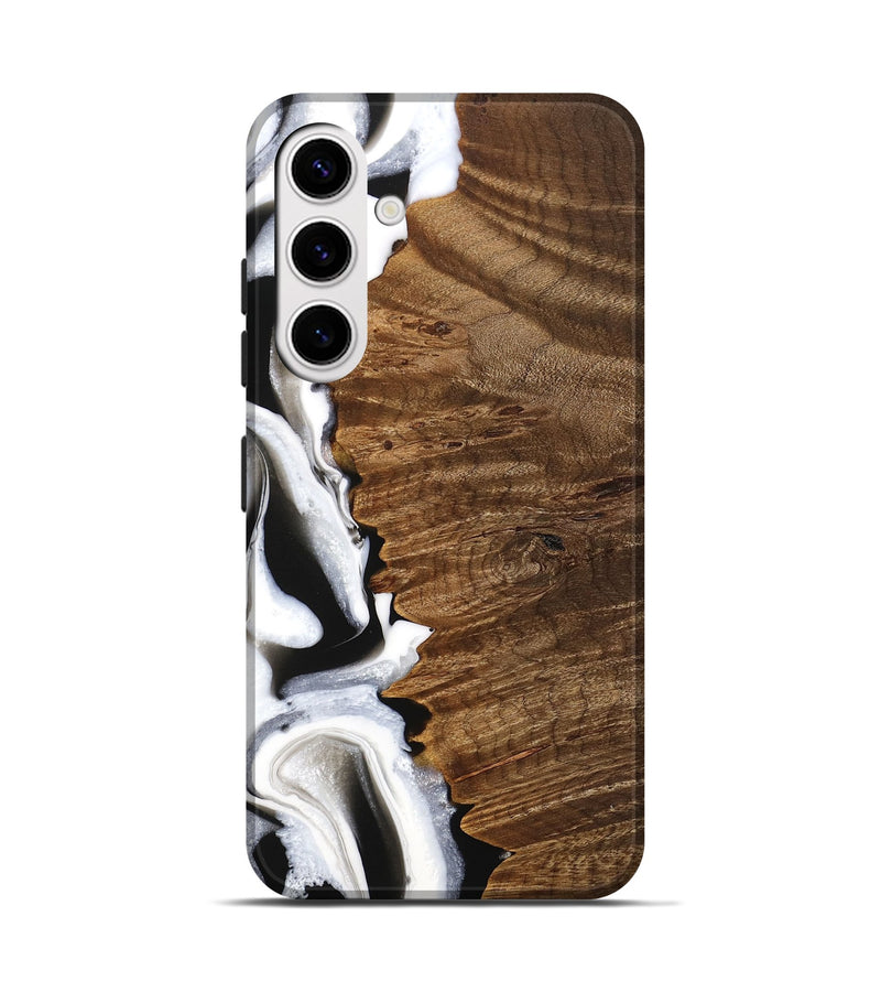 Galaxy S25 Wood Live Edge Phone Case - Theo (Black & White, 744783)