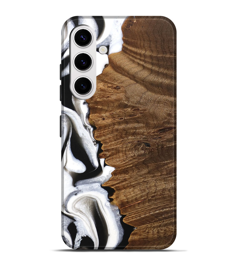 Galaxy S25 Plus Wood Live Edge Phone Case - Theo (Black & White, 744783)