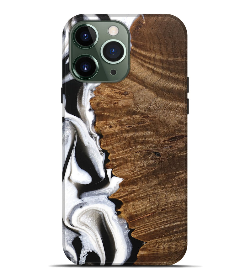 iPhone 13 Pro Max Wood Live Edge Phone Case - Theo (Black & White, 744783)