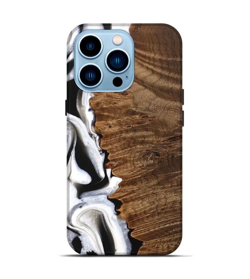 iPhone 14 Pro Wood Live Edge Phone Case - Theo (Black & White, 744783)