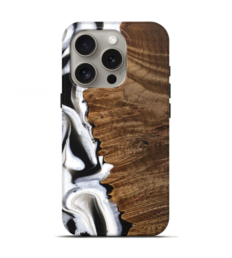 iPhone 16 Pro Wood Live Edge Phone Case - Theo (Black & White, 744783)