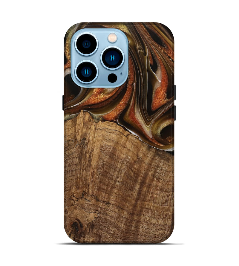 iPhone 14 Pro Wood Live Edge Phone Case - Nobie (Black & White, 744784)