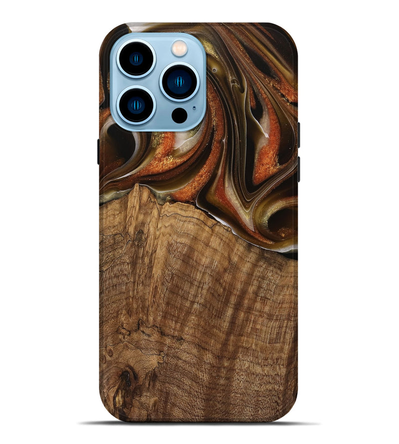 iPhone 14 Pro Max Wood Live Edge Phone Case - Nobie (Black & White, 744784)