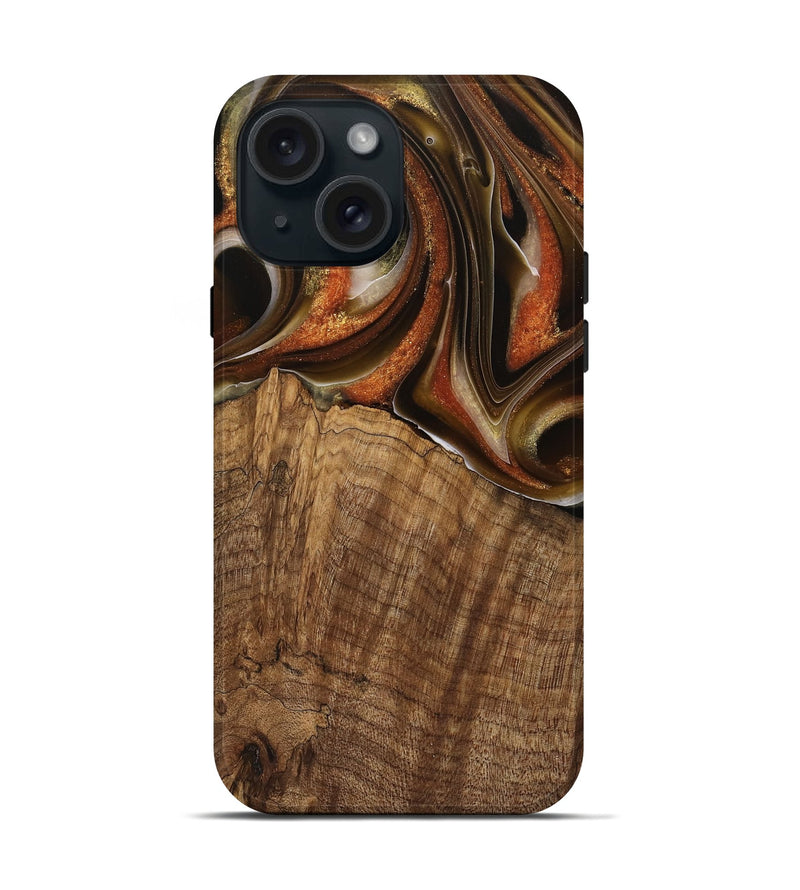 iPhone 15 Wood Live Edge Phone Case - Nobie (Black & White, 744784)