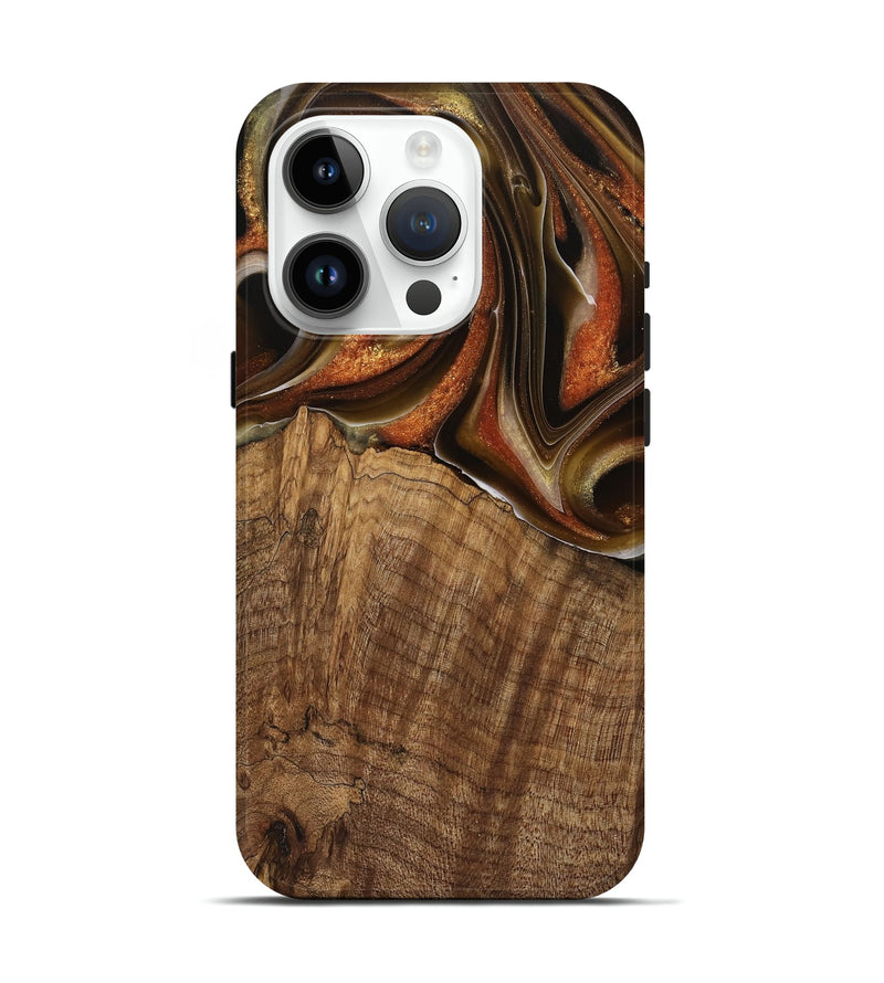 iPhone 15 Pro Wood Live Edge Phone Case - Nobie (Black & White, 744784)