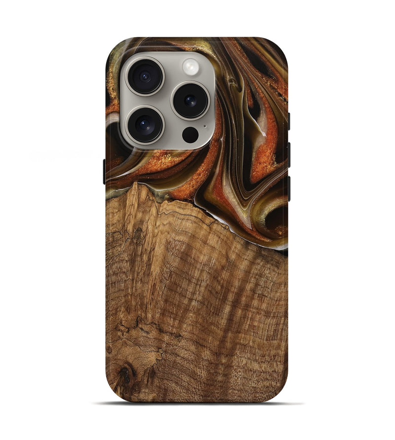 iPhone 16 Pro Wood Live Edge Phone Case - Nobie (Black & White, 744784)