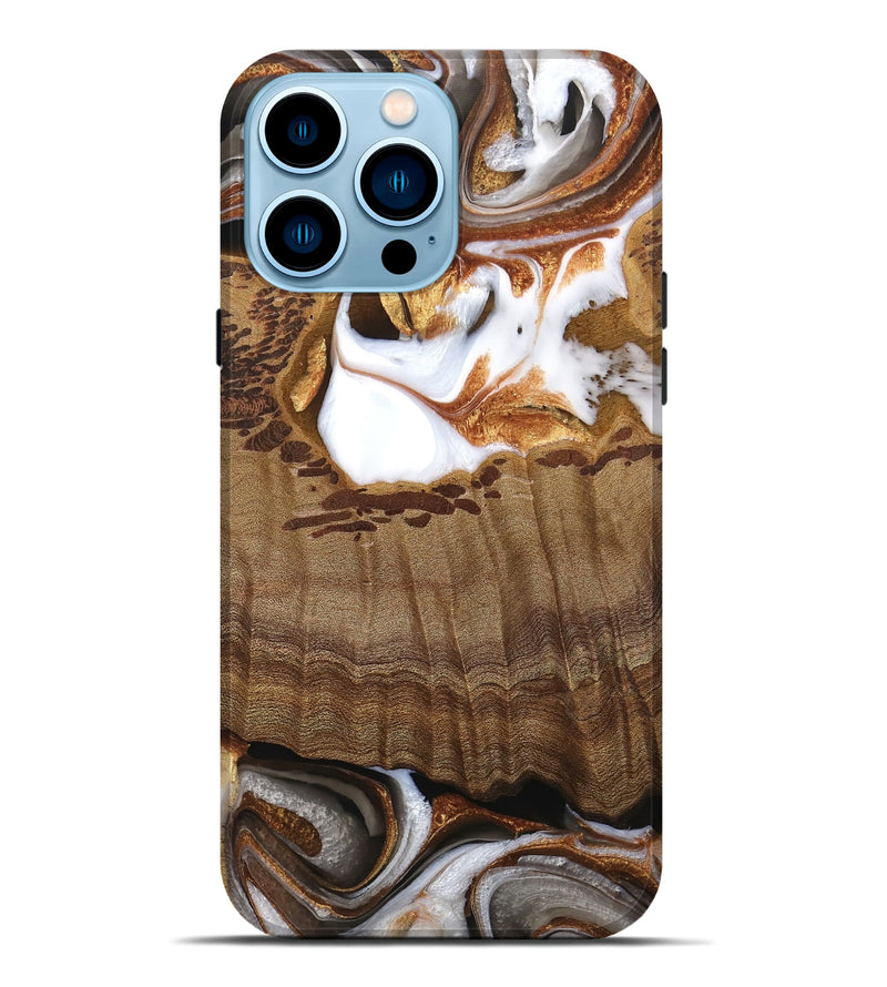 iPhone 14 Pro Max Wood Live Edge Phone Case - Ammon (Black & White, 744785)