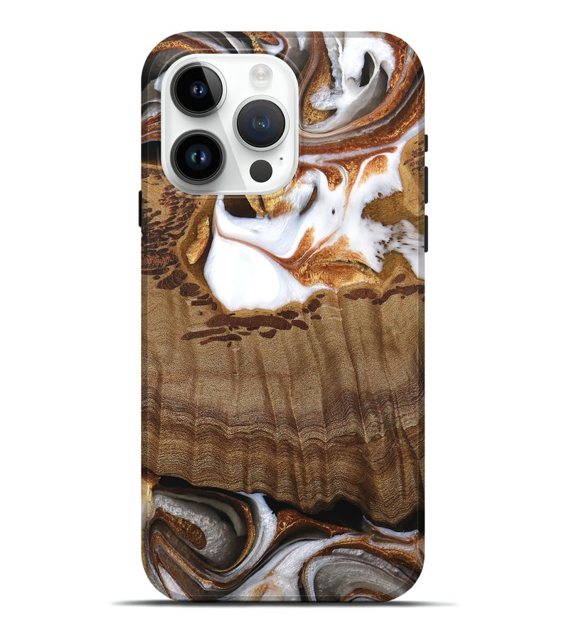 iPhone 15 Pro Max Wood Live Edge Phone Case - Ammon (Black & White, 744785)