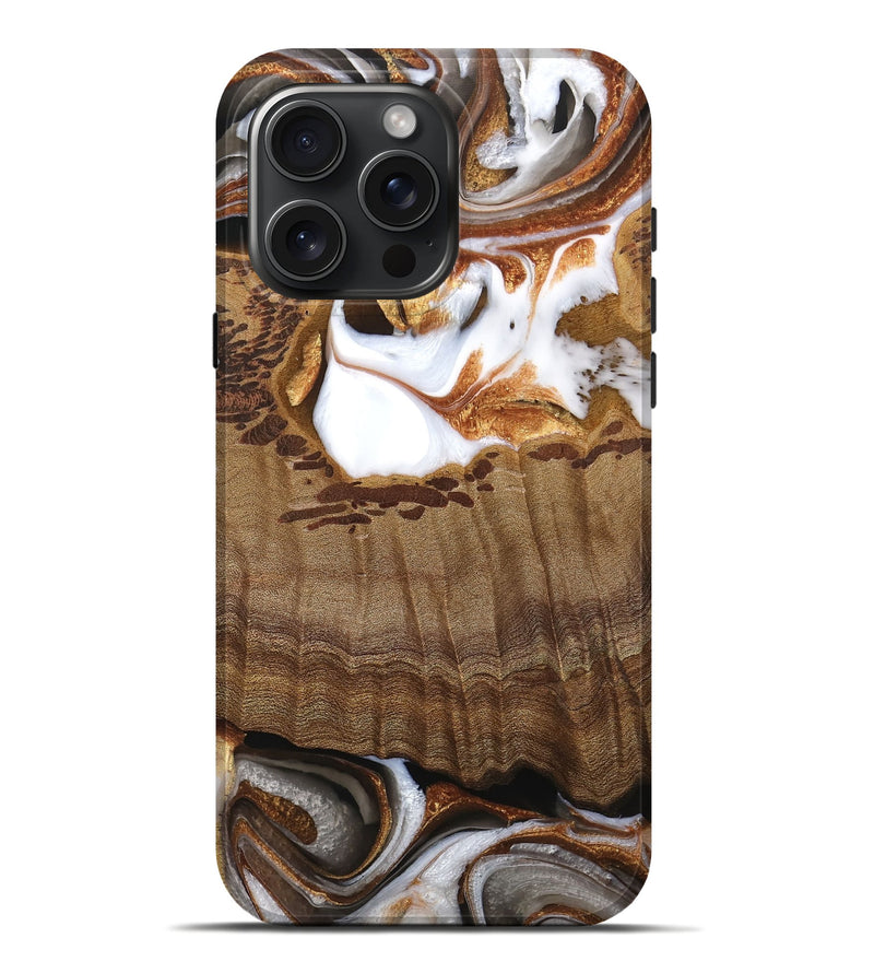 iPhone 16 Pro Max Wood Live Edge Phone Case - Ammon (Black & White, 744785)