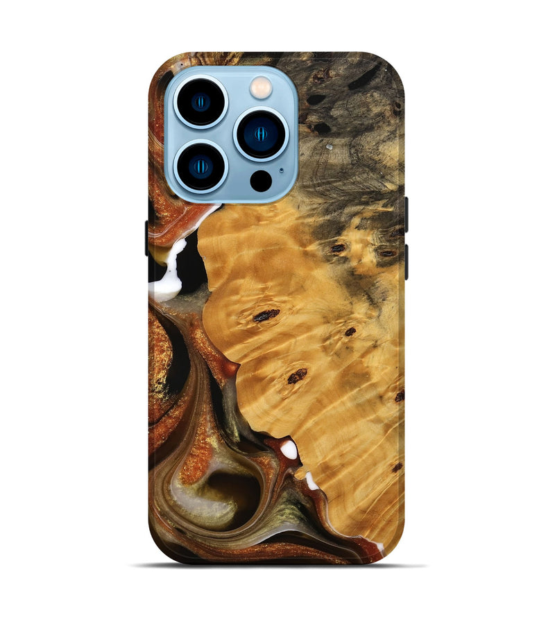 iPhone 14 Pro Wood Live Edge Phone Case - Joanna (Black & White, 744786)