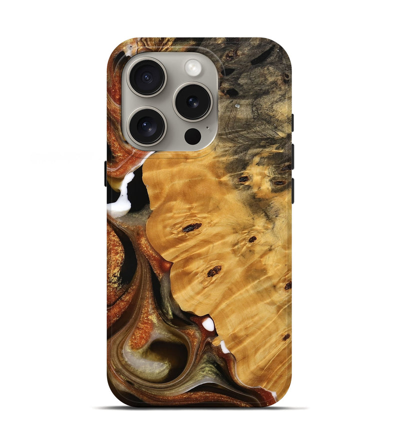 iPhone 16 Pro Wood Live Edge Phone Case - Joanna (Black & White, 744786)