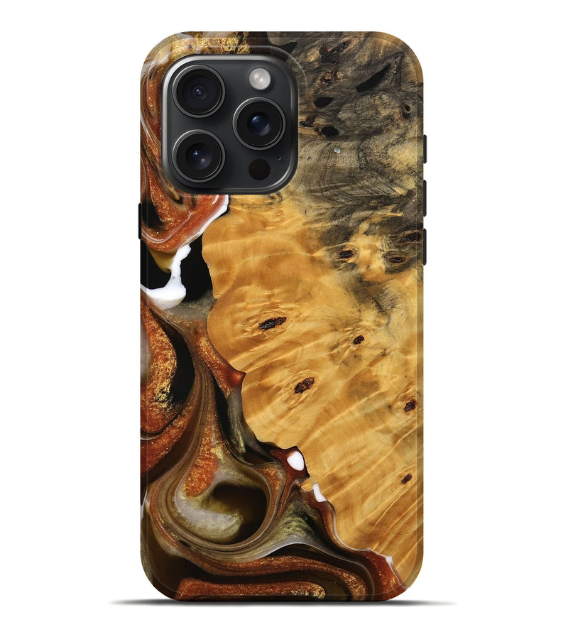 iPhone 16 Pro Max Wood Live Edge Phone Case - Joanna (Black & White, 744786)