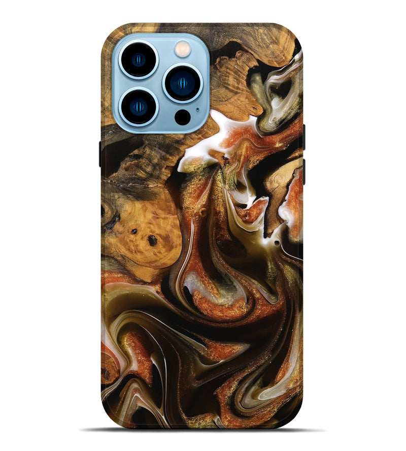 iPhone 14 Pro Max Wood Live Edge Phone Case - Juanita (Black & White, 744787)