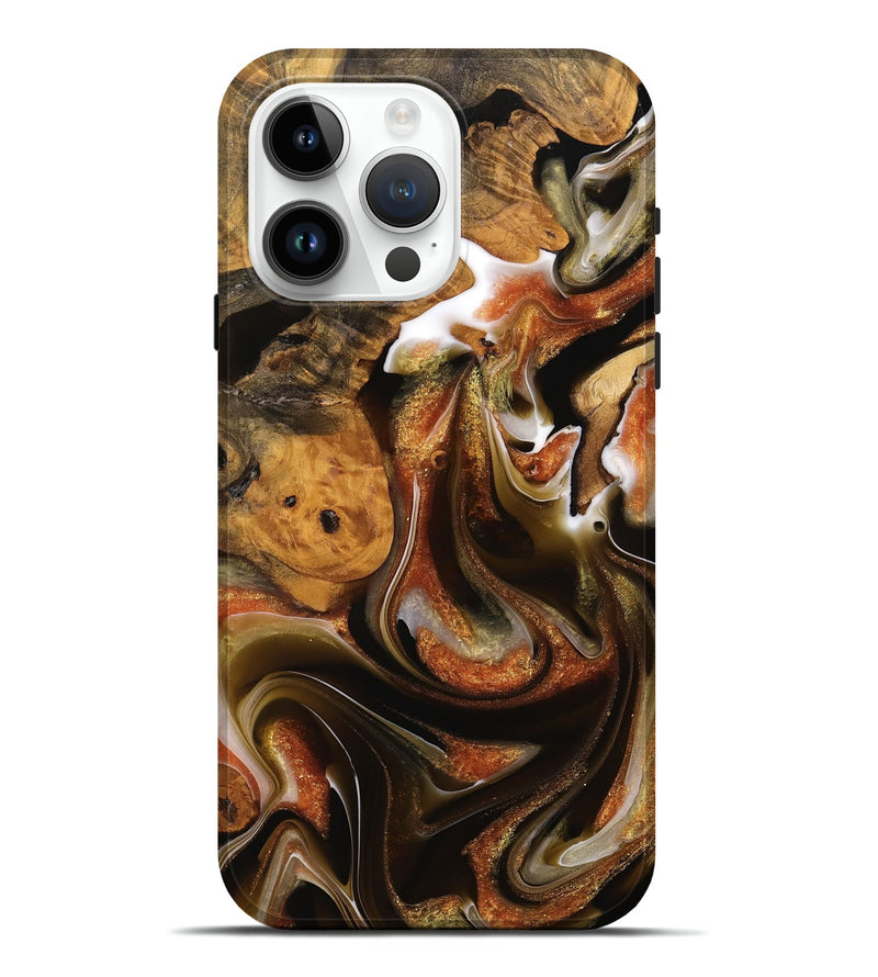 iPhone 15 Pro Max Wood Live Edge Phone Case - Juanita (Black & White, 744787)