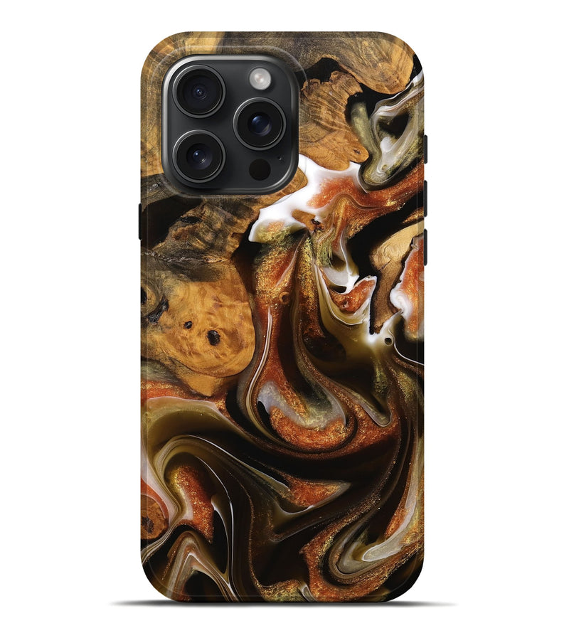 iPhone 16 Pro Max Wood Live Edge Phone Case - Juanita (Black & White, 744787)