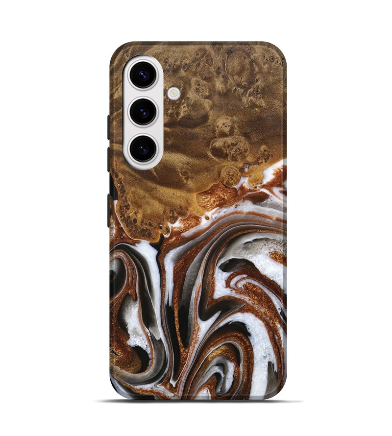 Galaxy S25 Wood Live Edge Phone Case - Anneke (Black & White, 744789)